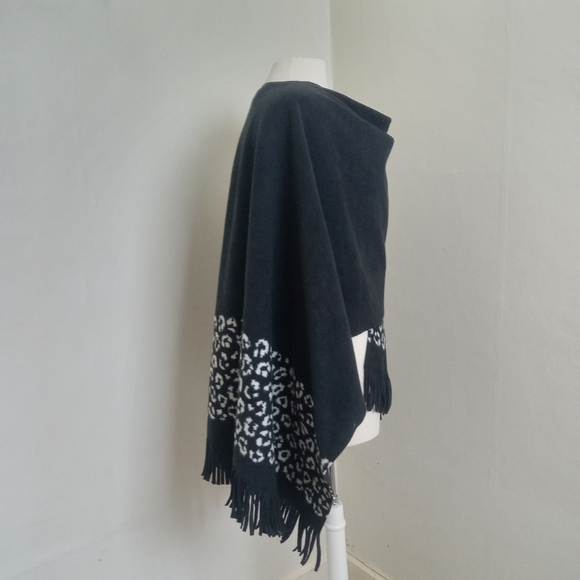 RACHEL Rachel Roy Black White Leopard Print Wrap One Size Fits Most - Picture 2 of 11